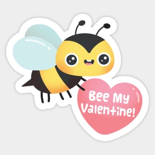 Cute Bee My Valentine, Valentines Day Pun Cartoon Sticker